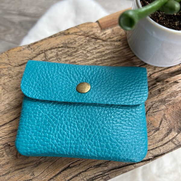 SKY BLUE COLOR LEATHER COIN POUCH – Bagies india